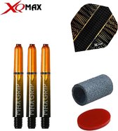 XQ MAX Distinct flights accessoiresset, 35mm shafts, wax en slijpsteentje - goud/zwart