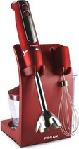 Staafmixer Retro rood - Met standaard - Multifunctioneel - Met hakmolen, maatbeker en garde