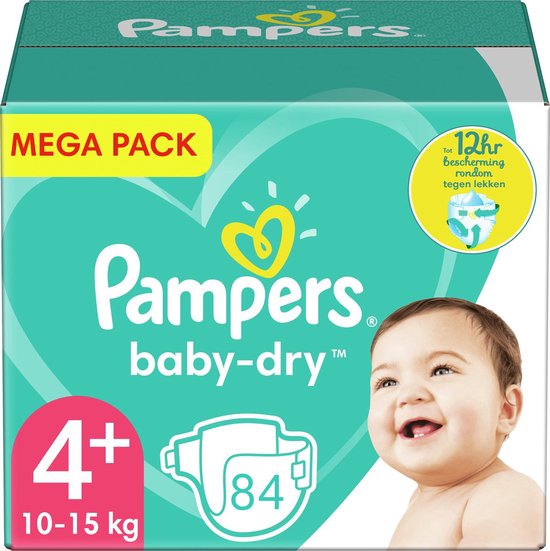 mixer Voeding lijden Pampers Baby Dry Luiers - Maat 4+ - Mega Pack - 84 luiers | bol.com
