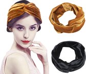 Set 2 stuks haarbanden - Dames haarbanden - Sport haarbanden - Velvet Haarband -  Velours-Suede-Fluweel - Hoofdband - Volwassenen - Elastisch antislip - Atletisch - Gym - Dans - Yoga - Hardlo
