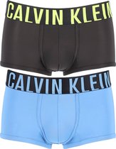 Calvin Klein low rise trunks (2-pack) - lage microfiber heren boxers kort - zwart en blauw -  Maat: S