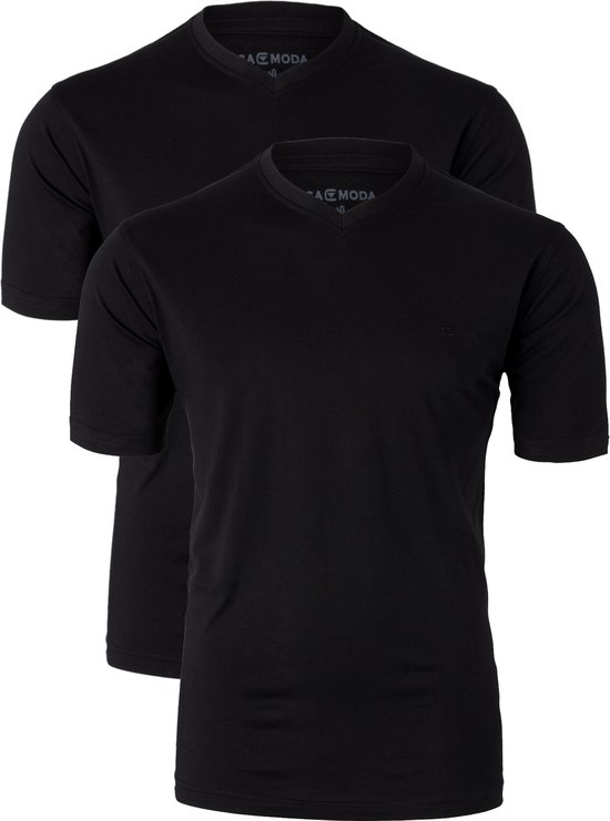 T-shirts CASA MODA (pack de 2) - Col V- noir - Taille : 4XL