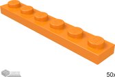 LEGO Plaat 1x6, 3666 Oranje 50 stuks