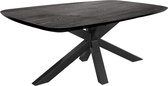 Bootmodel zwarte eikenhouten tafel met facet rand - spin-poot