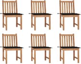 Decoways - Tuinstoelen 6 stuks met kussens massief teakhout