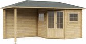 Interflex tuinhuis met overkapping - blokhut - geïmpregneerd hout - inclusief dakshingles - 500 x 250 cm - 2555Z