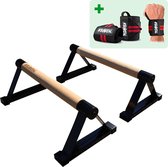 KRAKEN Parallettes Houten Grip Push Up Bar (Opdruksteunen) Dip Bars Voor Krachttraining Turnen Gynmnastiek Opdrukset met Anti-Slip Pads - hoogte 17 CM