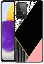 TPU Silicone Hoesje Samsung Galaxy A72 (5G/4G) Telefoonhoesje met Zwarte rand Black Pink Shapes