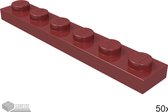 LEGO Plaat 1x6, 3666 Donkerrood 50 stuks