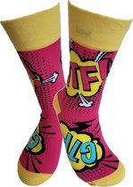 Verjaardag cadeau - Grappige sokken - WTF GTFO sokken - Leuke sokken - Vrolijke sokken – Valentijn Cadeau - Luckyday Socks - Cadeau sokken - Socks waar je Happy van wordt – Maat 37