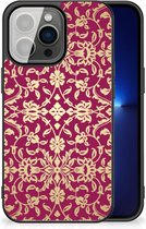 Smartphone Hoesje iPhone 13 Pro Beschermhoesje met Zwarte rand Barok Pink