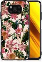 Leuk TPU Back Case Xiaomi Paco X3 | X3 Pro Telefoon Hoesje met Zwarte rand Bloemen