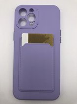 Hoogwaardige TPU back cover - Geschikt voor iPhone 12 Pro Max - met vakje voor pasje - Siliconen back cover - Lila
