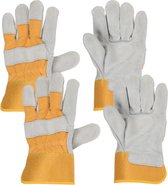 4x Paar leren werkhandschoenen geel/wit voor volwassenen - Werkhandschoenen voor klussen/tuin