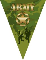 Leger camouflage army thema vlaggetjes slinger/vlaggenlijn groen van 5 meter met 10 puntvlaggetjes - Feestartikelen/versiering