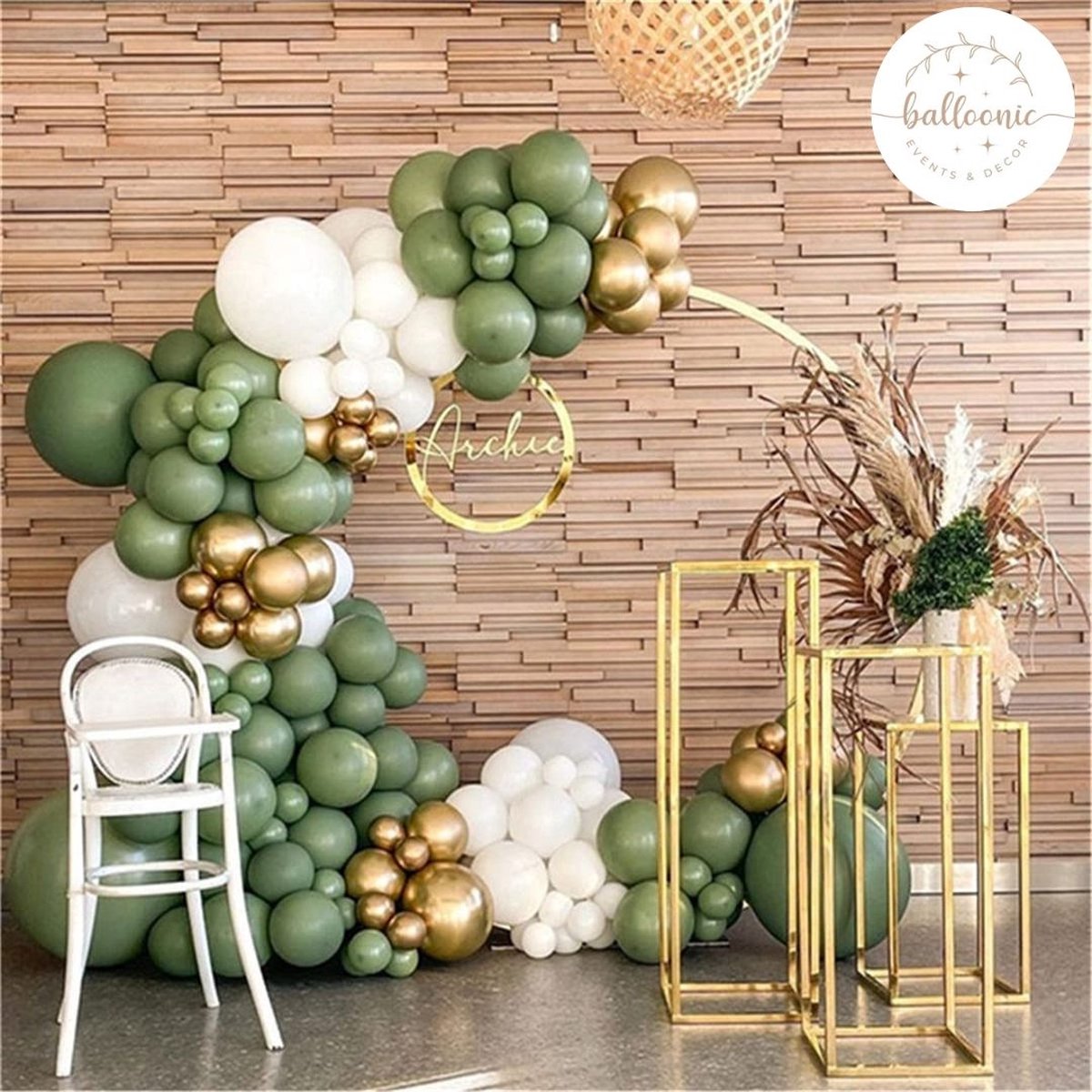 Ronde Ballon Boog Kit - 2.4M Grote Gouden Metalen Cirkel Boog Achtergrond Frame Stand met Basis voor Buitenshuis Bruiloft Verjaardagsfeest Decoraties, Goud,2.2m
