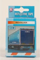 Reflecterende tape rood/zilver  lengte 5,5 meter x 5 cm.