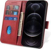 Smartphonica iPhone 12 Pro Max leren hoesje met lipje - Rood / Kunstleer / Book Case