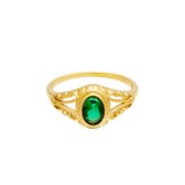 Ring - Stainless Steel - Zirkonia - The Eye - Green - maat 18