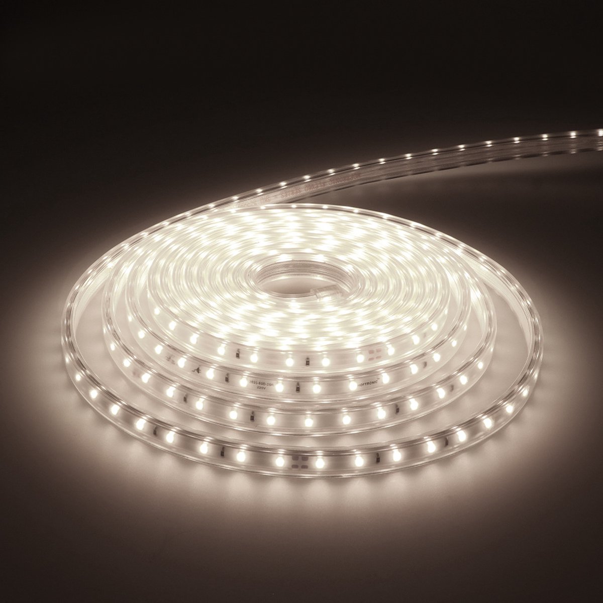 HOFTRONIC Glow60 LED Strip 5m - Dimbaar - 6000K - 60 LEDs/m - 35 Watt 1540 lumen - IP65 voor binnen en buiten - SMD 2835 - Flex60-serie Transparant