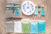 Zelf sieraden maken kralen pakket - Armbandjes - 2mm kraal - Zilver, groen, turquoise - Kinderen en volwassenen - DIY