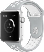 Rubberen sport bandje voor de Geschikt voor Apple Watch 42mm - 44mm S/M - Grijs + Wit 1|2|3|4|5|6|7
