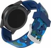 Camouflage bandje voor de Samsung Gear S3 / Galaxy watch 46mm - Siliconen Armband / Polsband / Strap Band / Sportbandje - blauw