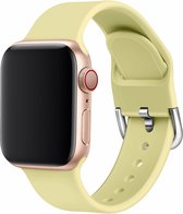 geschikt voor Apple watch bandje silicone met D sluiting 38mm-40mm geel large | Watchbands-shop.nl