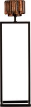 Theelichthouder | glas | bruin - zwart | 12x11x (h)42 cm