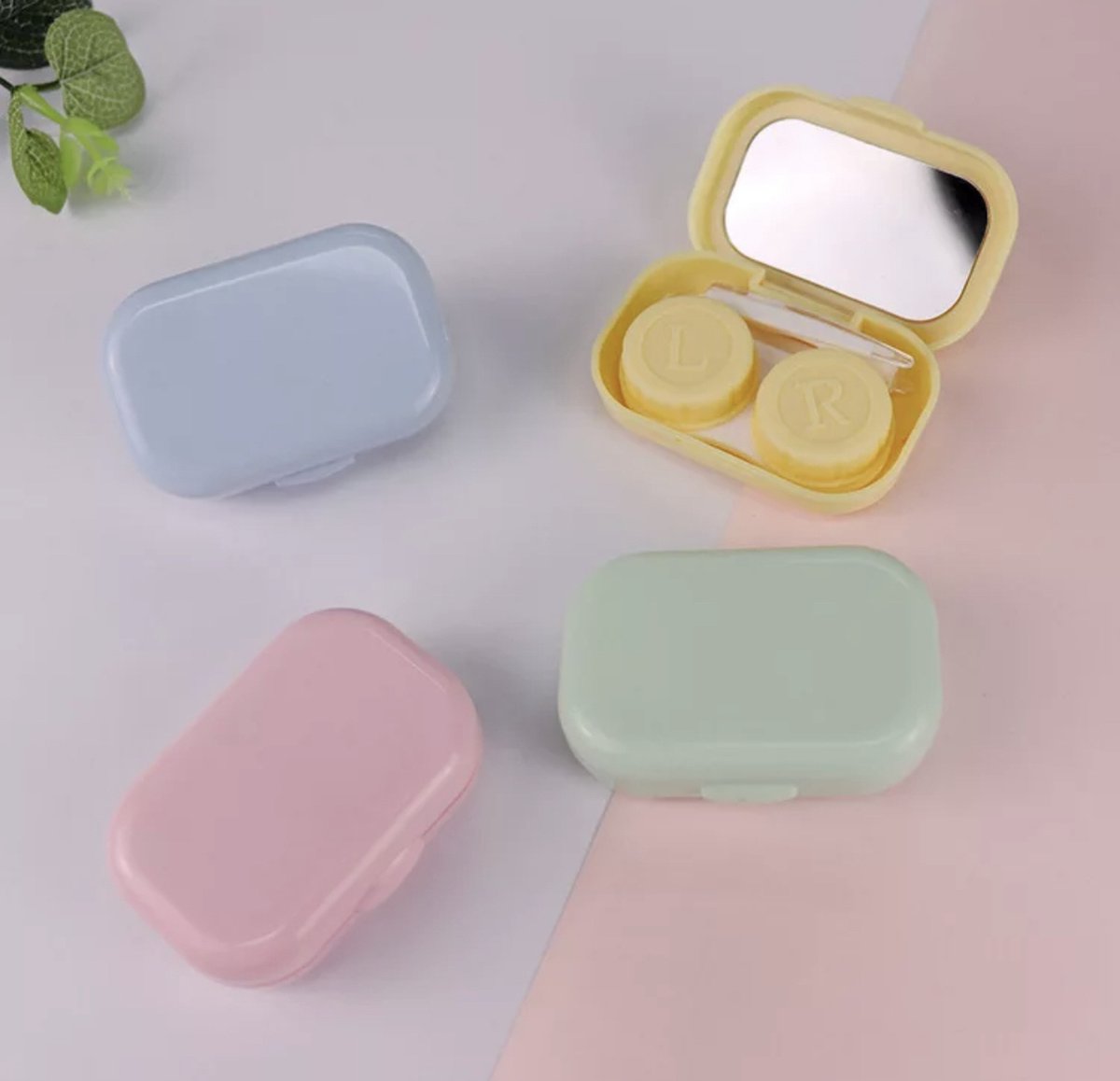 Goedkoopste Without Lemons - Mini Lensdoosje met spiegel Geel | 4 delig | Handig voor onderweg | Handig voor in je handtas | Reizen | Musthave | Make-up tas | contactlenzen doosje |lenzenbakje