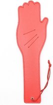Nooitmeersaai - PU leren paddle in handvorm rood - 32,5 cm