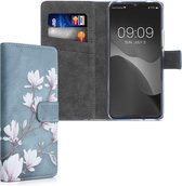 kwmobile telefoonhoesje voor Xiaomi Mi 10 Lite (5G) - Hoesje met pasjeshouder in taupe / wit / blauwgrijs - Magnolia design