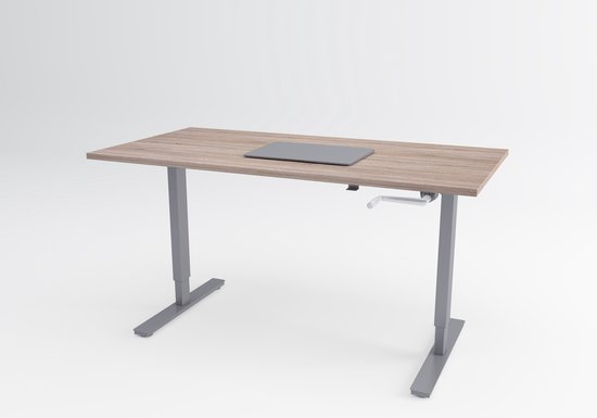 Tri-desk Eco | Handmatig zit-sta bureau | Aluminium onderstel | Robson eiken blad | 140 x 80 cm