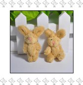 EPIN | Mini Bunny's | Mini Knuffel | Konijn | Ophang Oogje | BRUIN | 2 Stuks