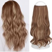 Premium Fiber Synthetic Clip in Extensions Single / Wire Extensions - BodyWave - 45cm- (#12H24) Caramel Brown Highlights M01