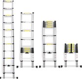 Telescopische ladder - 13 treeds - Werkhoogte 3.80m - Aluminium - EN131