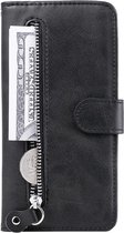 Portemonnee zwart wallet book-case rits hoesje Motorola Moto E20 / E30 / E40