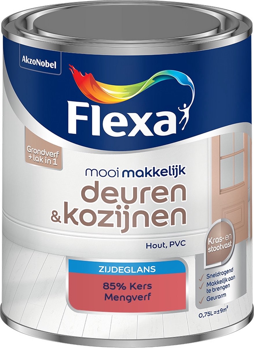 Flexa Mooi Makkelijk Verf - Deuren en Kozijnen - Mengkleur - 85% Kers - 750 ml