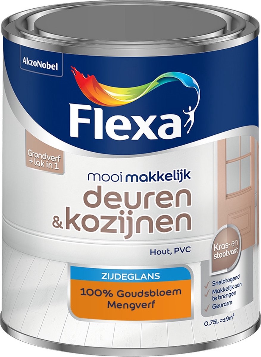 Flexa Mooi Makkelijk Verf - Deuren en Kozijnen - Mengkleur - 100% Goudsbloem - 750 ml