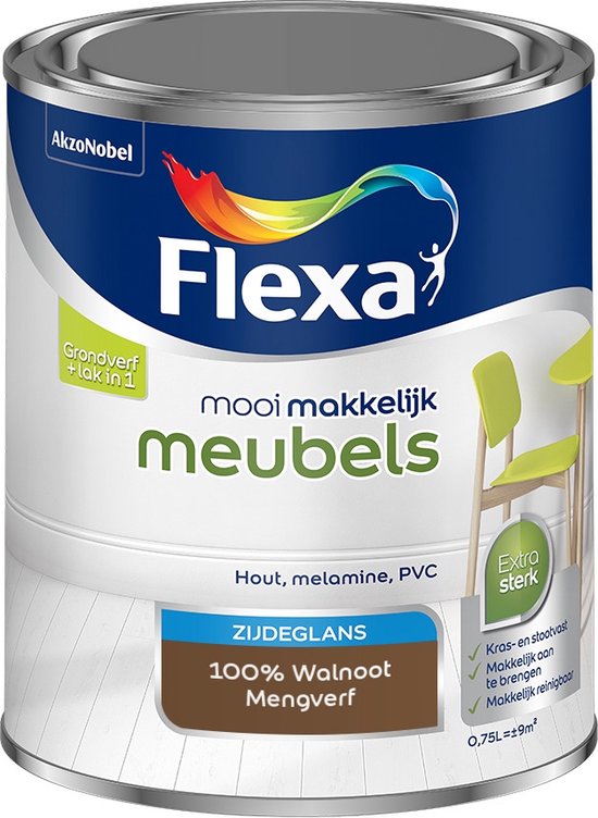 Flexa Mooi Makkelijk Verf - Meubels - Mengkleur - 100% Walnoot - 750 ml