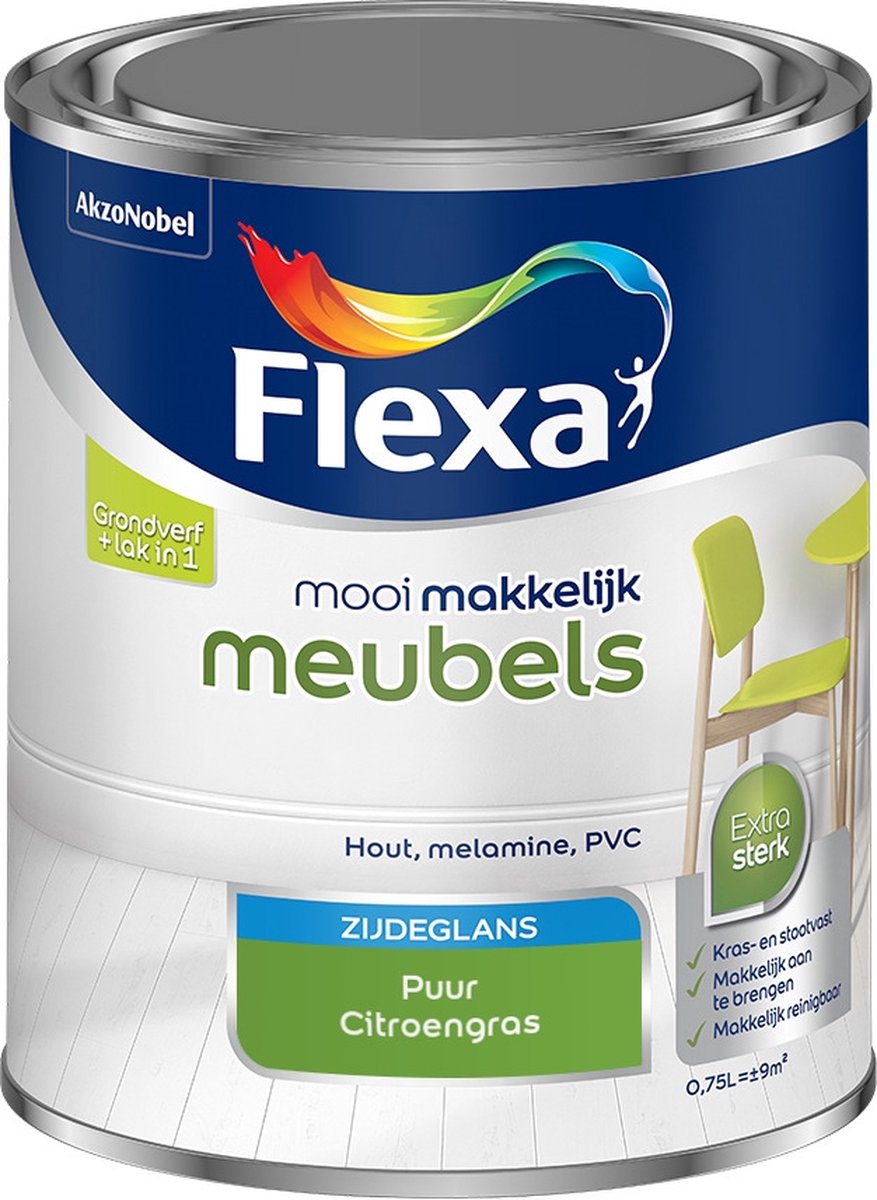 Flexa Mooi Makkelijk Verf - Meubels - Mengkleur - Puur Citroengras - 750 ml