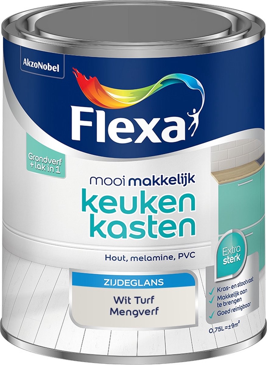 Flexa Mooi Makkelijk Verf - Keukenkasten - Mengkleur - Wit Turf - 750 ml