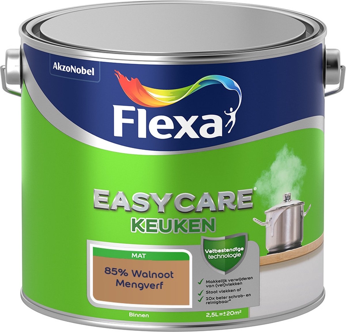 Flexa Easycare Muurverf - Keuken - Mat - Mengkleur - 85% Walnoot - 2,5 liter