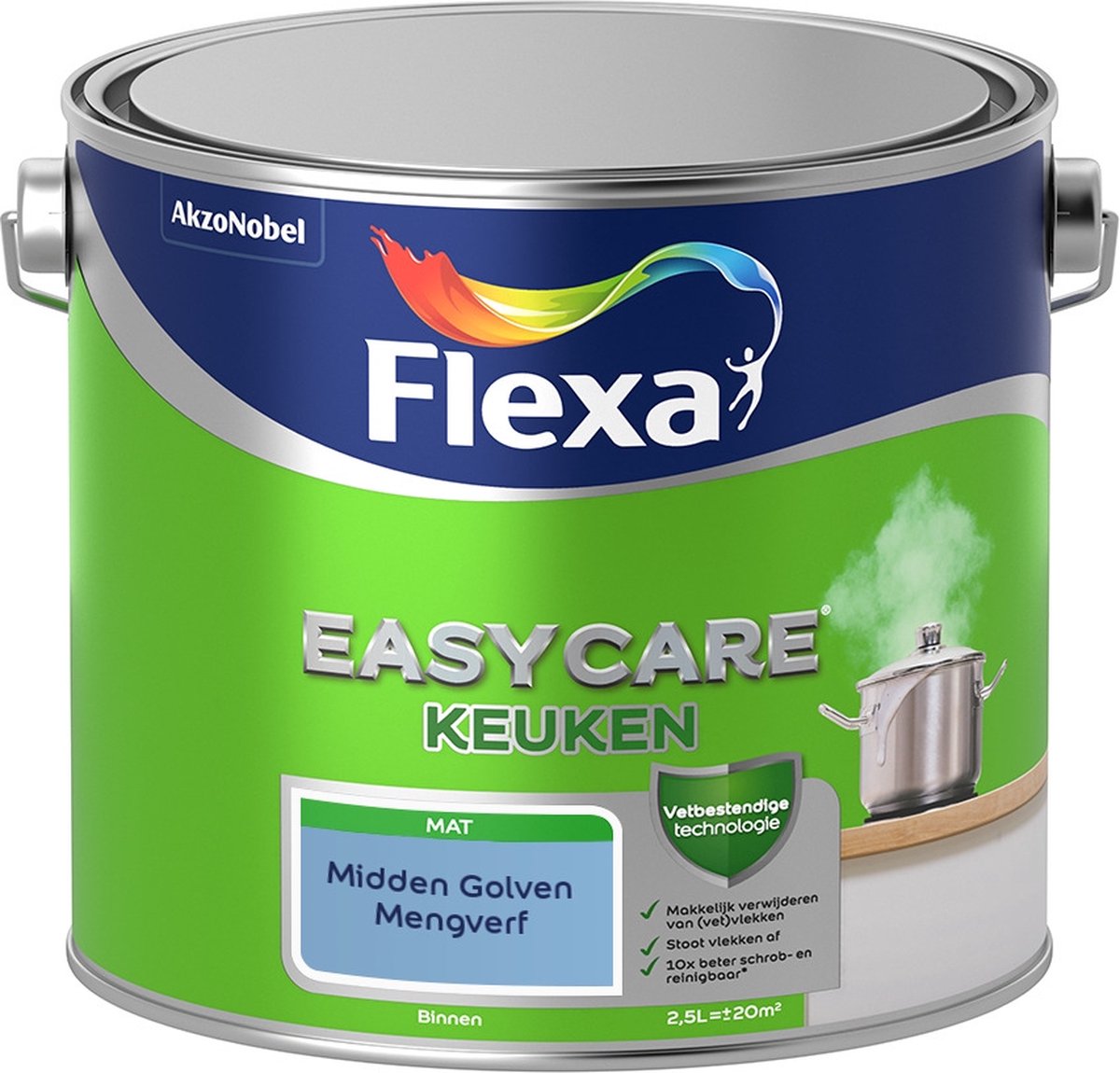 Flexa Easycare Muurverf - Keuken - Mat - Mengkleur - Midden Golven - 2,5 liter