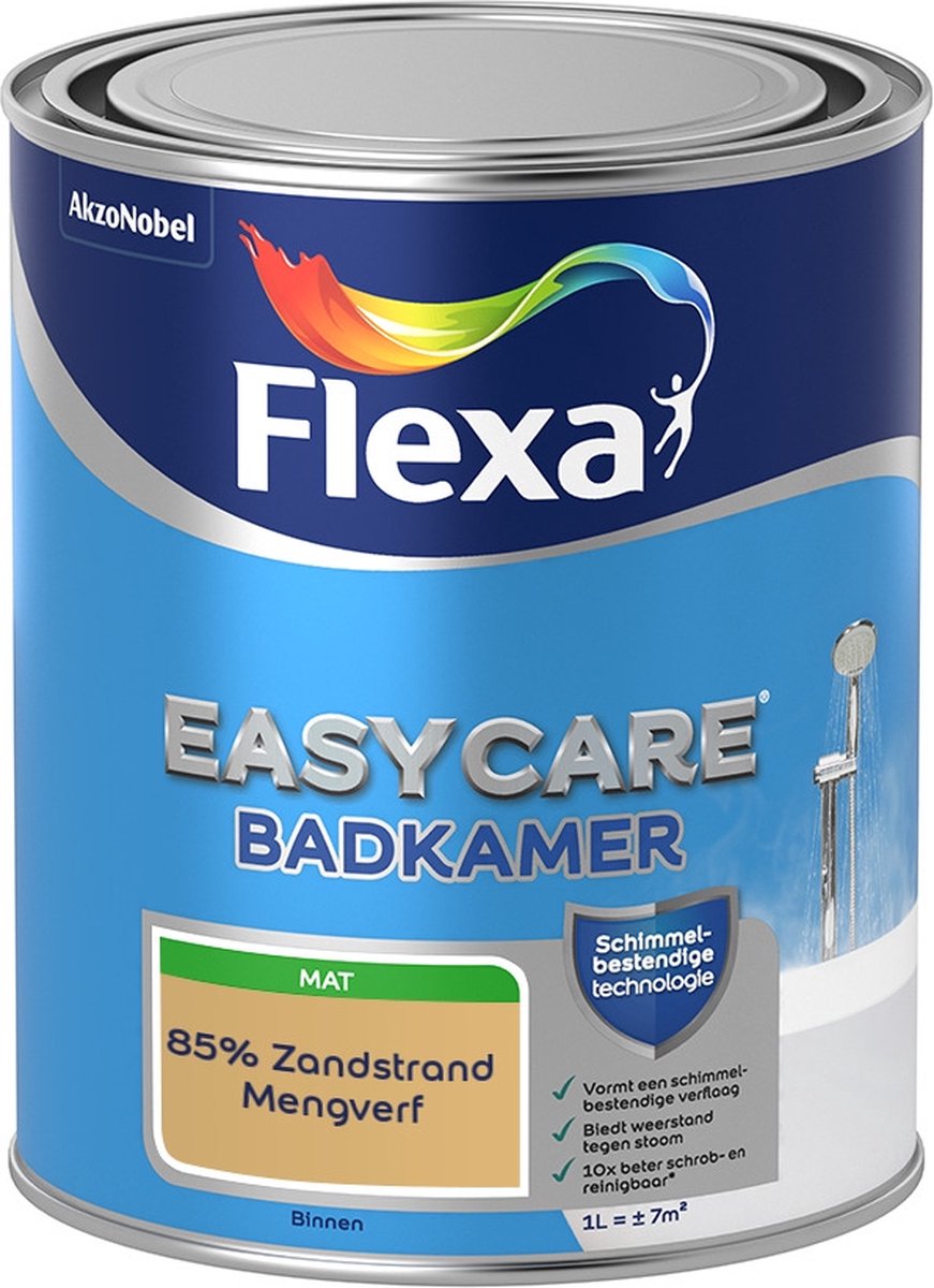Flexa Easycare Muurverf - Badkamer - Mat - Mengkleur - 85% Zandstrand - 1 liter