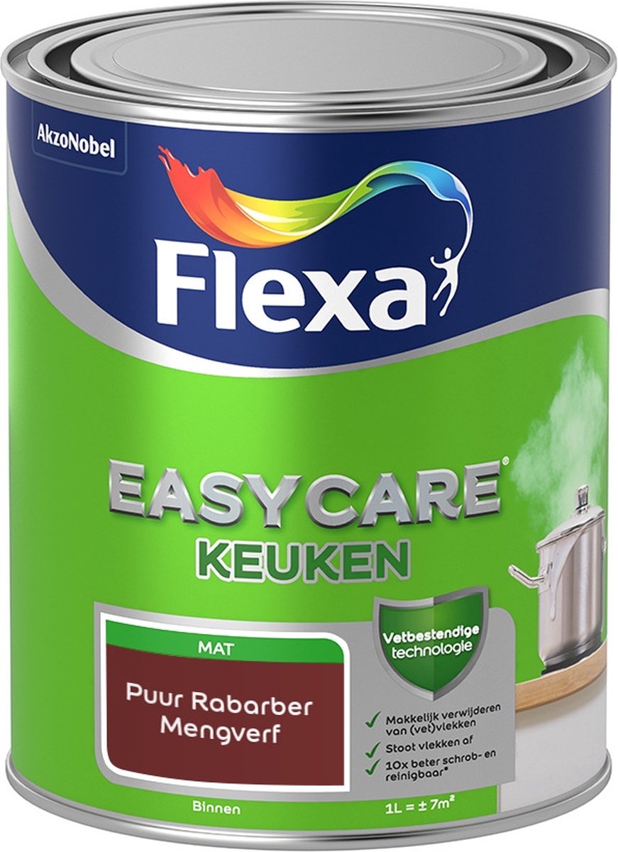 Flexa Easycare Muurverf - Keuken - Mat - Mengkleur - Puur Rabarber - 1 liter