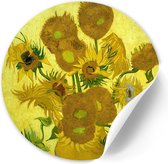 Behangcirkel Zonnebloemen - 80 cm - Zelfklevende decoratiefolie - Muursticker Oude Meesters & Bloemen