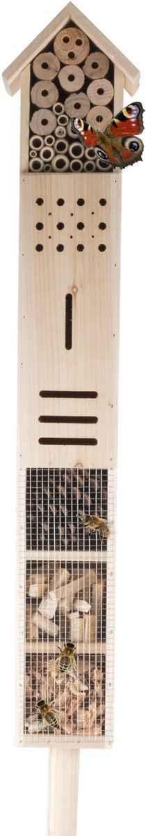 Lifetime Garden insectenhotel - hout - 160 x 14,5 x 10 cm - op paal