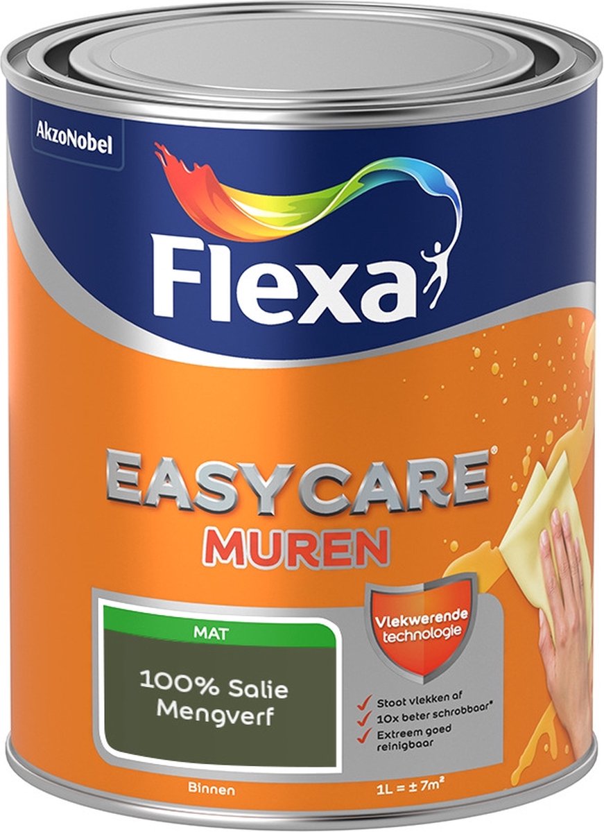 Flexa Easycare Muurverf - Mat - Mengkleur - 100% Salie - 1 liter