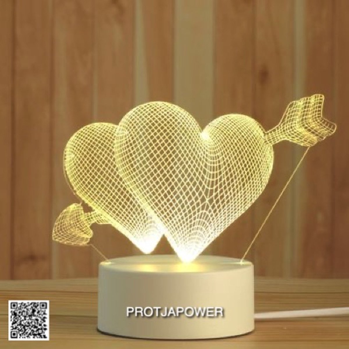 LED 3D - Love - Liefde - Decoratie - Hartje Met Pijl - USB - Tafellamp - Sfeerlamp - Bureaulamp - Nachtlamp - Creative - Cadeautje - Kinderlamp - Decoratie - Liefde - Moederdag - Verjaardag - Valentijn Cadeau - Illusie - Gift - Love - Vriendschap